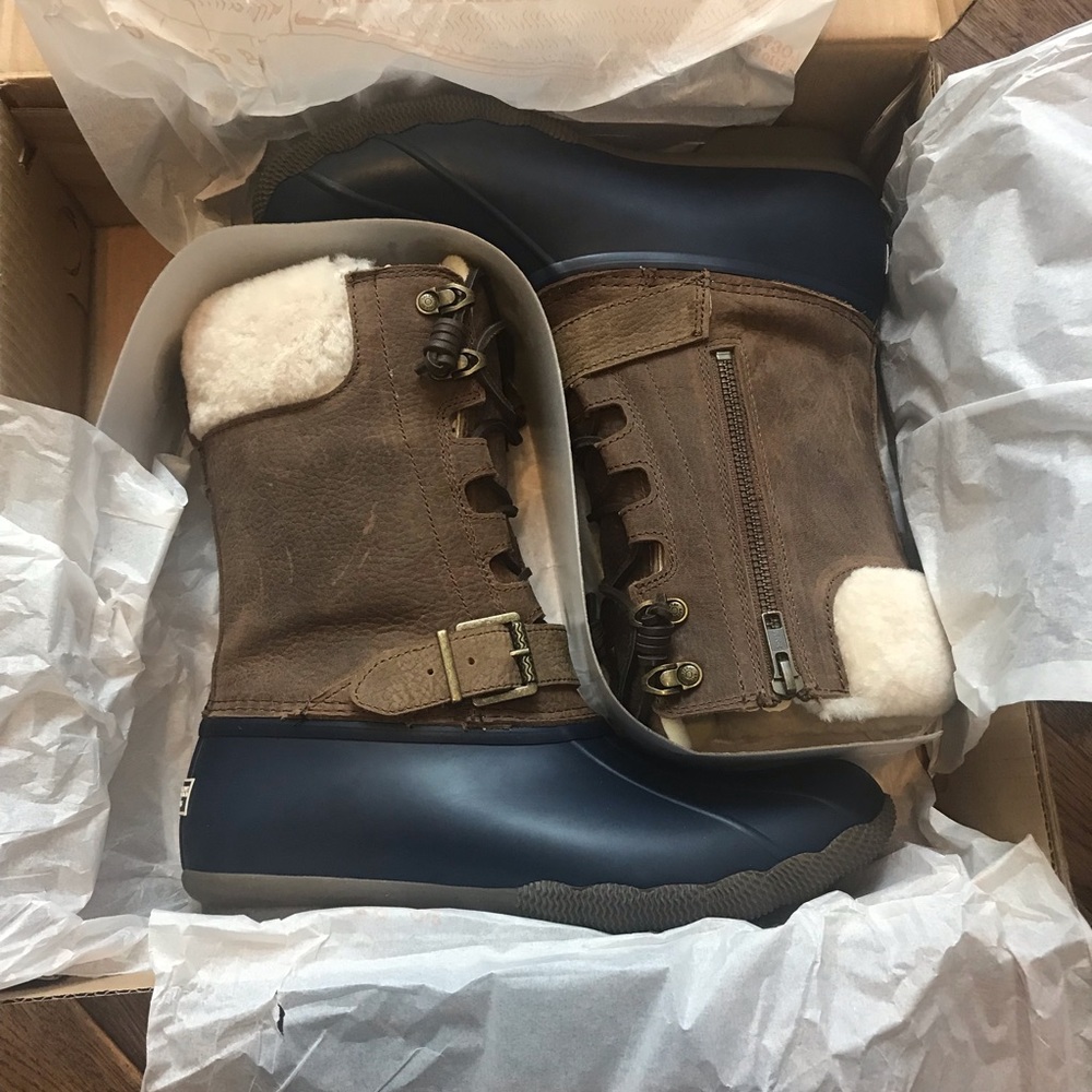 Sperry Saltwater Misty Duck Boots Navy Fur